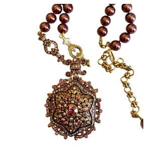 Heidi Daus Unforgettable Crystal Lavalier Pendant Pearl Necklace